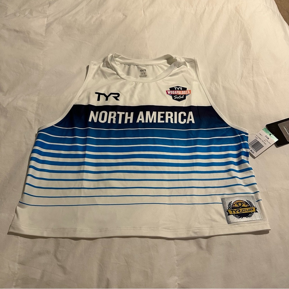 TYR Cup Blue and White Striped Shirt